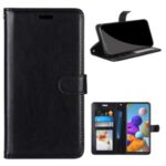 Wallet Stand Leather Cell Phone Case for Samsung Galaxy A21s – Black