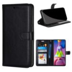 Solid Color with Wallet Leather Protective Cover for Samsung Galaxy M51 – Black