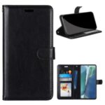 Wallet Stand Magnetic Clasp Leather Shell Protective Case for Samsung Galaxy Note 20/Note 20 5G – Black