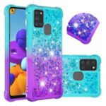Shockproof Gradient Quicksand TPU Protector Case for Samsung Galaxy A21s – Cyan / Purple
