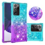 Shockproof Gradient Glitter Powder Quicksand TPU Phone Casing for Samsung Galaxy Note 20/Note 20 5G – Cyan / Purple