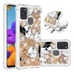 Liquid Glitter Powder Patterned Quicksand Shockproof TPU Back Case for Samsung Galaxy A21s – Dog