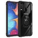 Ring Holder Kickstand Acrylic TPU Combo Protector Phone Shell for Samsung Galaxy A20e – Black