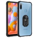 Ring Holder Kickstand Acrylic TPU Combo Protector Cover for Samsung Galaxy A11 – Black