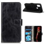 Retro Crazy Horse Skin Wallet Leather Stand Stylish Case for Samsung Galaxy M51 – Black