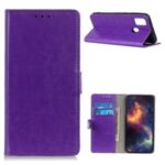 Crazy Horse Leather Wallet Stand Case for Samsung Galaxy M51 – Purple