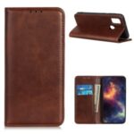 Auto-absorbed Split Leather Wallet Case for Samsung Galaxy M51 – Coffee