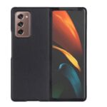 Genuine Leather Coated Hard PC Shell for Samsung Galaxy Z Fold2 5G – Black