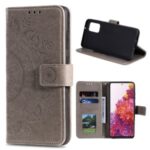 Imprint Flower Leather Cover for Samsung Galaxy S20 FE/S20 Fan Edition/S20 FE 5G/S20 Fan Edition 5G/S20 Lite – Grey