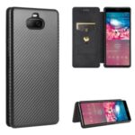 Carbon Fiber Texture Auto-absorbed Shell Leather Mobile Case for Sony Xperia 8 Lite – Black