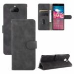 Skin-touch PU Leather Wallet Stand Phone Case for Sony Xperia 8 Lite – Black