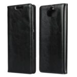 Crazy Horse Genuine Leather Wallet Stand Case Cover for Sony Xperia 20 – Black