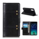 Rivet Decor Crazy Horse Skin Leather Cover for Sony Xperia 5 II – Black