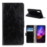 Crazy Horse Skin Leather Shell with Wallet Case for Sony Xperia 5 II – Black