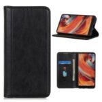 Litchi Skin Auto-absorbed Split Leather Cell Phone Case for Sony Xperia 5 II – Black
