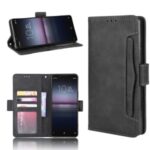 Multi-slot Leather Case Wallet Stand Shell for Sony Xperia 5 II – Black