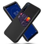 KSQ Card Holder Cloth + PU Leather Coated PC Back Case for ?Sony Xperia 5 Plus – Black
