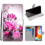 Pattern Printing Cross Texture Leather Wallet Phone Shell with Strap for LG Velvet – Rose