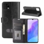 Crazy Horse Texture Wallet Stand Flip Leather Phone Case for Huawei Enjoy 20 5G – Black