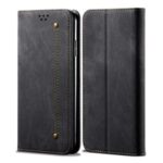Vintage Style Jeans Cloth Texture Wallet Flip Leather Phone Case for Huawei P40 Lite 5G/Nova 7 SE – Black