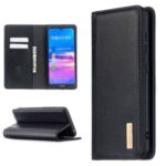 BF06 Detachable 2-in-1 Genuine Leather Wallet Shell + TPU Back Case for Huawei Y6 (2019, with Fingerprint Sensor) – Black