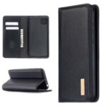 BF06 Detachable 2-in-1 Genuine Leather Wallet Shell + TPU Back Case for Huawei Y5p – Black