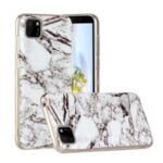 Marble Pattern Printing IMD TPU Mobile Phone Shell for Huawei Y5p – White/Black