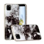 Marble Pattern IMD TPU Back Cell Phone Case for Huawei Y5p – White/Black
