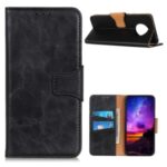 Crazy Horse Wallet Leather Stand Case Protective Shell for Huawei Mate 40 Pro – Black