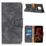 Retro Style Split Leather Protector Wallet Stand Case for Huawei Mate 40 – Grey