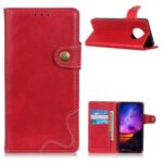 S Shape Textured Leather Shell Wallet Phone Case for Huawei Mate 40 – Red