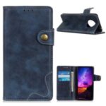 S Shape Textured Leather Shell Wallet Phone Case for Huawei Mate 40 – Blue