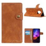 S Shape Textured Leather Shell Wallet Phone Case for Huawei Mate 40 – Brown