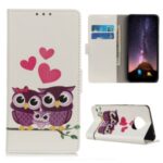 Pattern Printing Wallet Stand Leather Cover for Huawei Mate 40 – Owls and Hearts