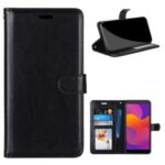 Protective Shell Wallet Stand Leather Mobile Phone Case for Huawei Y5p – Black
