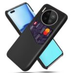 KSQ Card Holder Cloth + PU Leather Coated PC Back Cover for Huawei Mate 40 Pro – Black