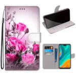Pattern Printing Cross Texture Leather Wallet Phone Cover with Strap for Huawei Y8s – Rose