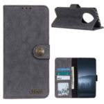 KHAZNEH Retro Split Leather Cell Phone Case with Stand Wallet for Huawei Mate 40 Pro – Black