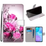 Pattern Printing Cross Texture Leather Wallet Phone Shell with Strap for Honor 30 Youth/30 Lite – Rose