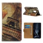 Pattern Printing Protector PU Leather Wallet Stand Phone Shell for Motorola Moto G9 Play – Eiffel Tower