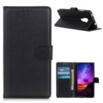 Phone Shell Litchi Skin Leather Wallet Stand Case for Motorola Moto G9 Play – Black