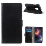 Protective Crazy Horse Texture Wallet Stand Leather Case for Motorola Moto G9 Play – Black