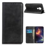 Auto-absorbed Split Leather Casing Wallet Mobile Shell for Motorola Moto G9 Play – Black