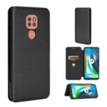 Carbon Fiber Skin Auto-absorbed Leather Cover for Motorola Moto G9 (India)/Moto G9 Play – Black