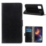 Crazy Horse Surface PU Leather Flip Shell for Motorola Moto G9 Plus – Black
