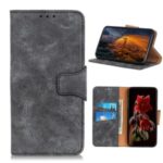 Vintage Style Split Leather Wallet Cell Phone Cover for Xiaomi Mi 10 Ultra – Grey
