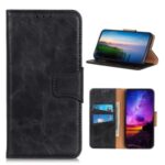 Crazy Horse Split Leather Stand Protective Case for Xiaomi Mi 10 Ultra – Black