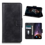 Crazy Horse Wallet Stand Leather Protector Cover for Xiaomi Mi 10 Ultra – Black