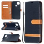 Assorted Color Jeans Cloth Skin Leather Cell Phone Cover for Xiaomi Redmi 9C – Black