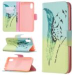 Pattern Printing Magnetic Leather Wallet Stylish Case for Xiaomi Redmi 9A – Feather Pattern